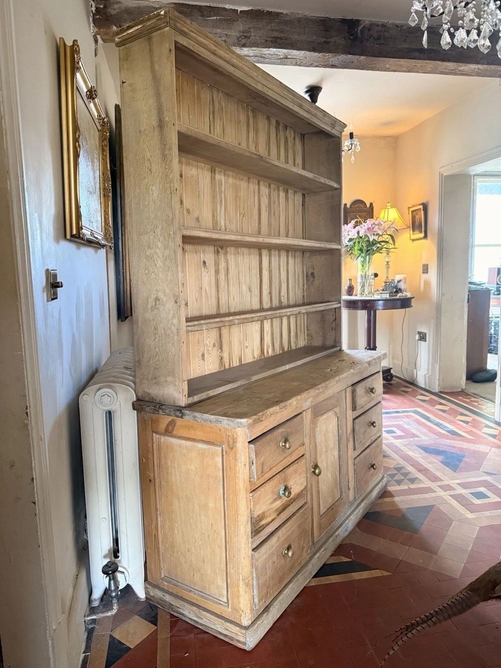 ShareAntique Pine English Rustic Country Pine Farmhouse Plate Rack Dresser 1820 C