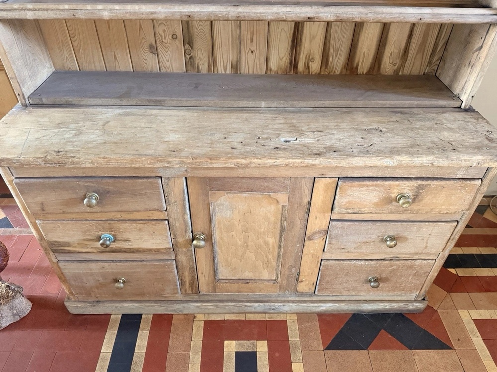 ShareAntique Pine English Rustic Country Pine Farmhouse Plate Rack Dresser 1820 C