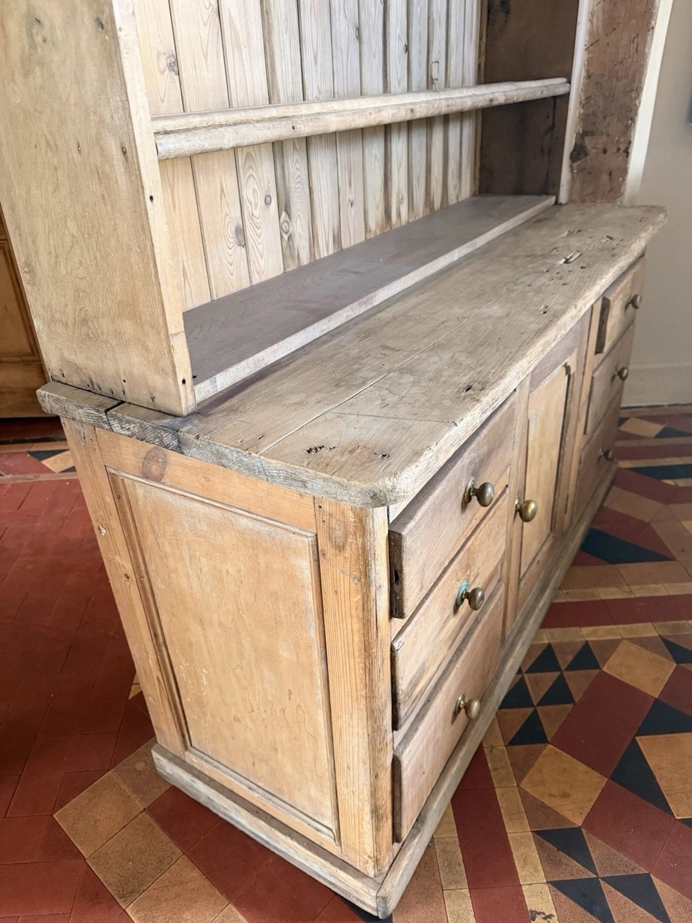 ShareAntique Pine English Rustic Country Pine Farmhouse Plate Rack Dresser 1820 C