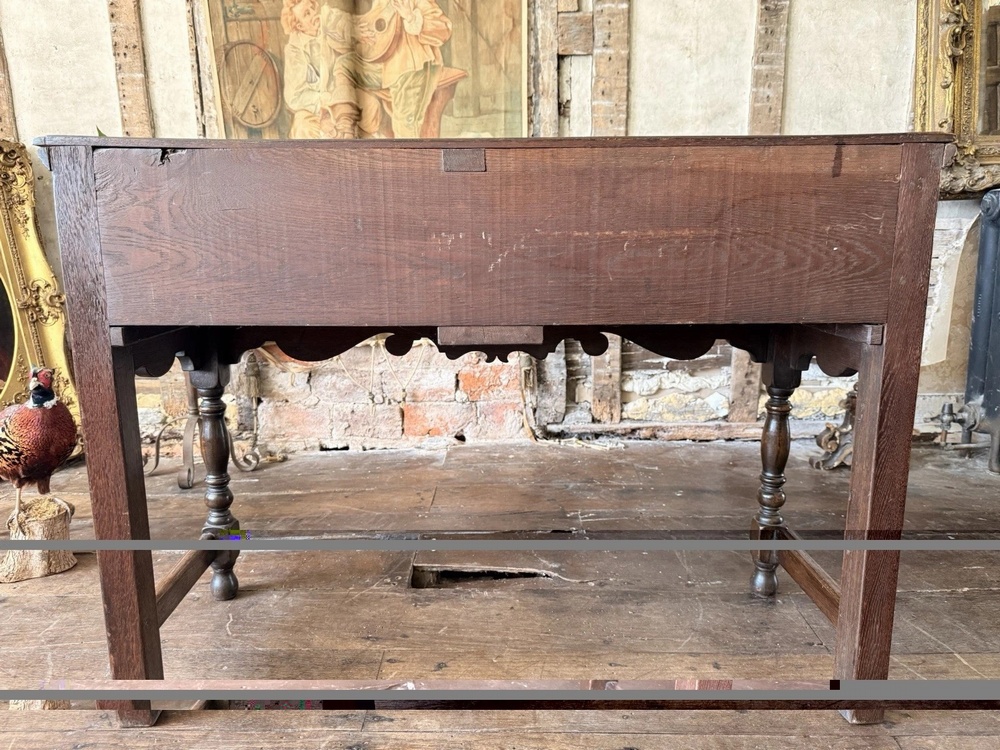 Antique English Victorian Jacobean Style Oak Geometric Console Dresser Base Sideboard