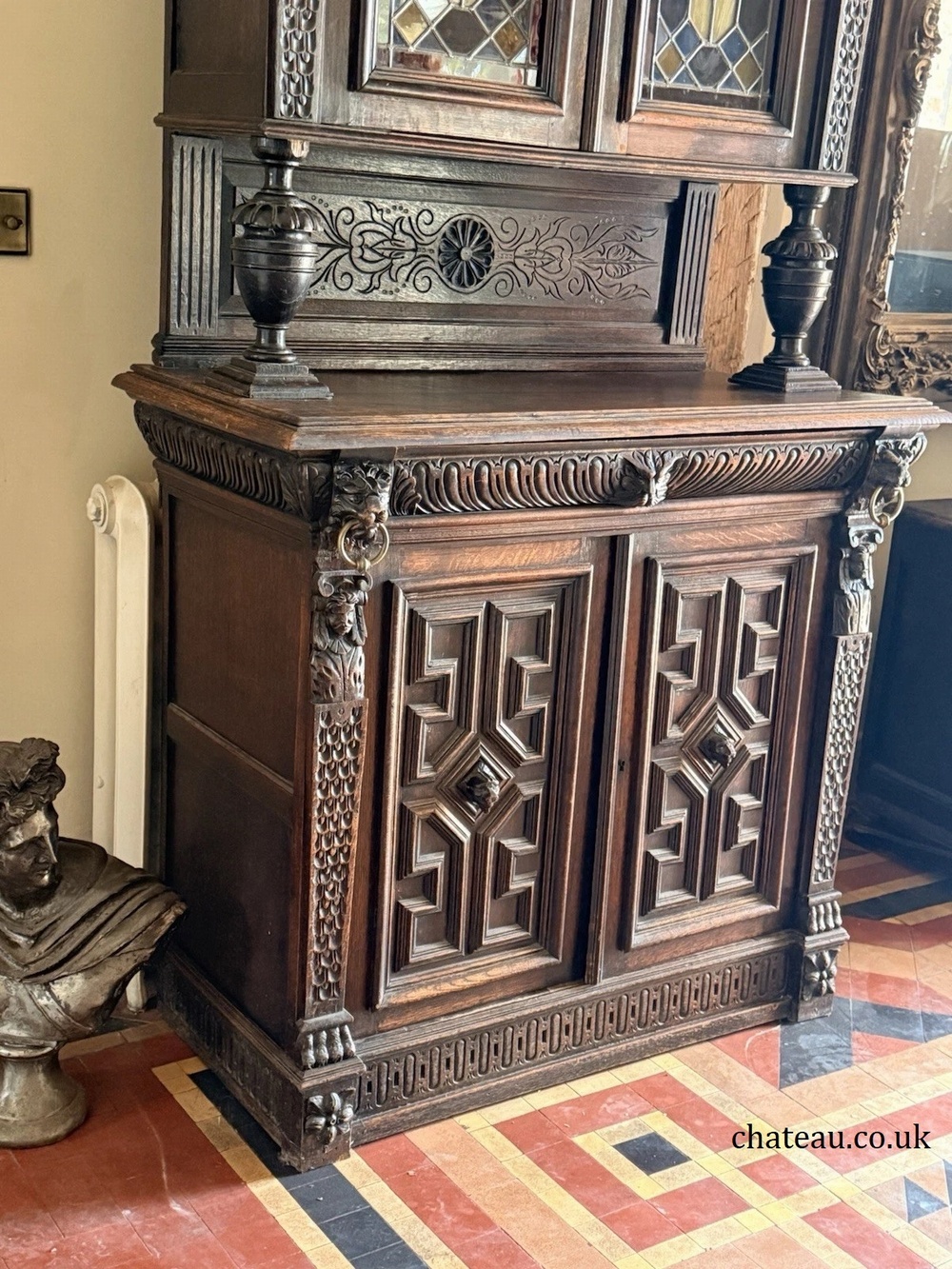 Antique Victorian original coloured lead glass cabinet