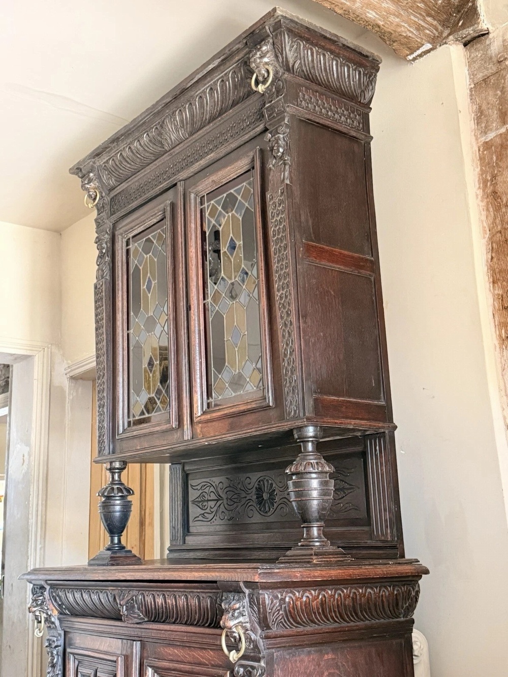 Antique Victorian original coloured lead glass cabinet