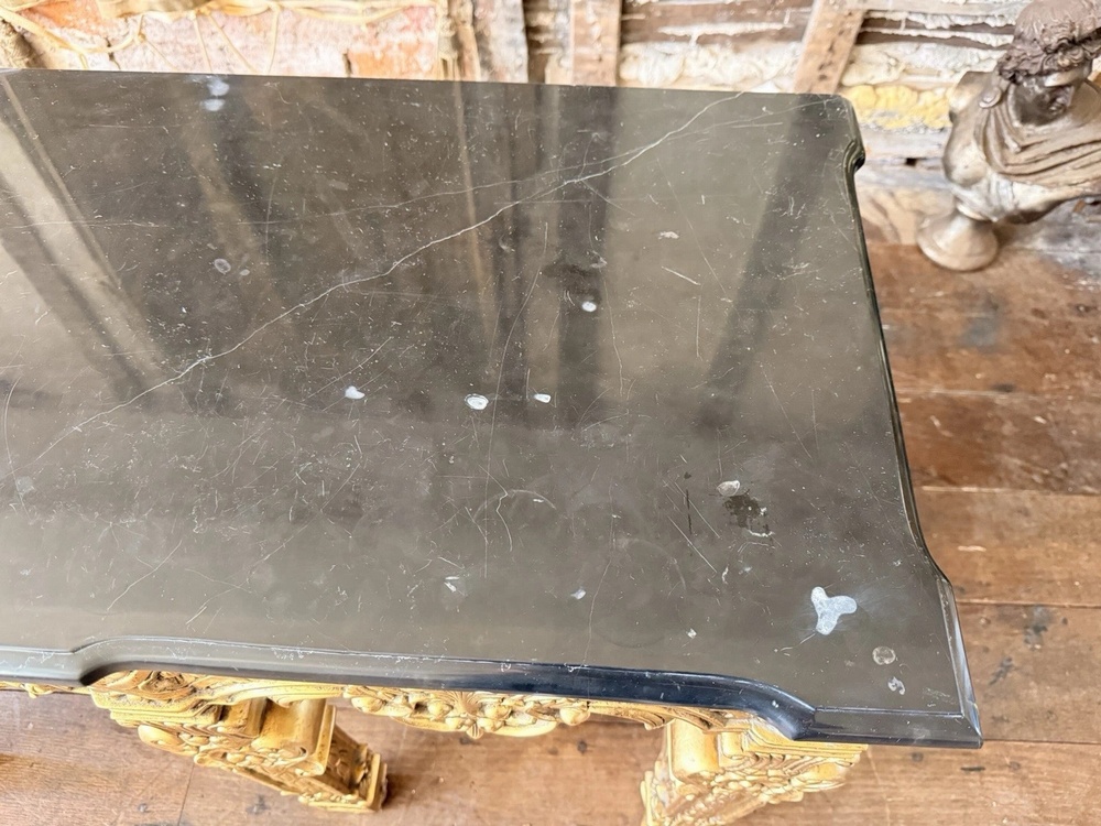 Magnificent Vintage Empire Style Gold Leaf Hall Console Table black Marble