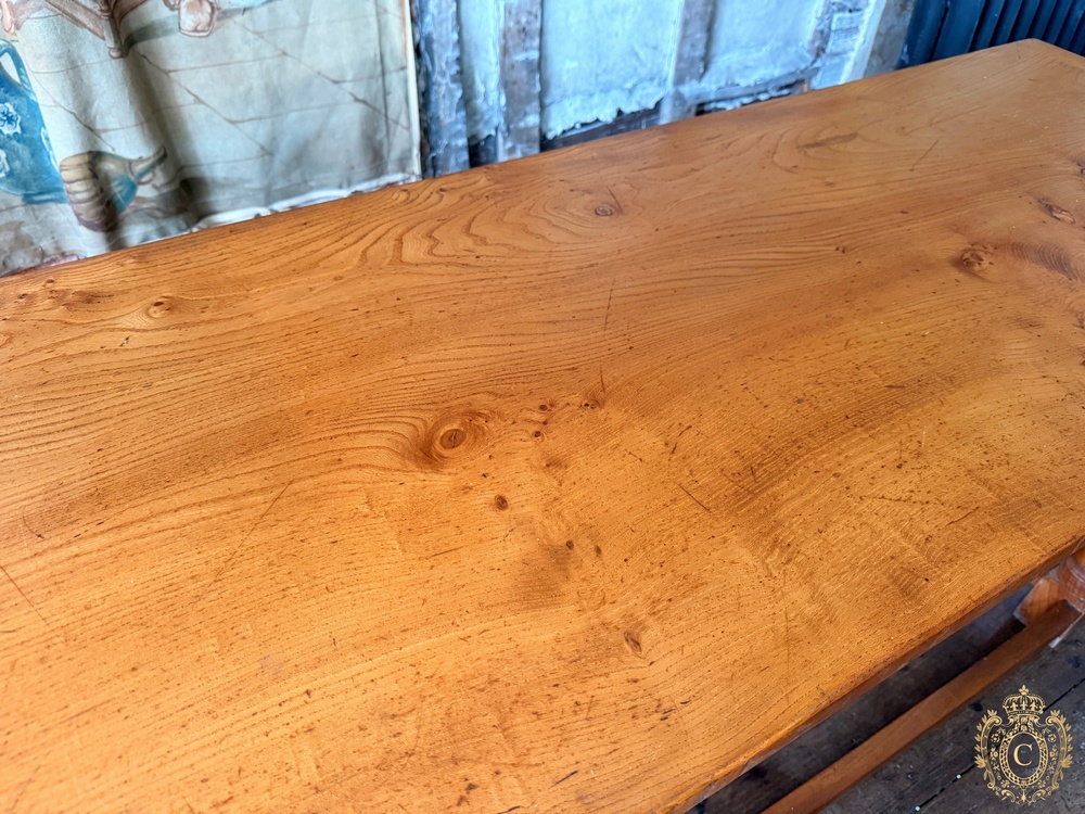 Large Vintage Burr Farmhouse Refectory Dining Table – 167cm