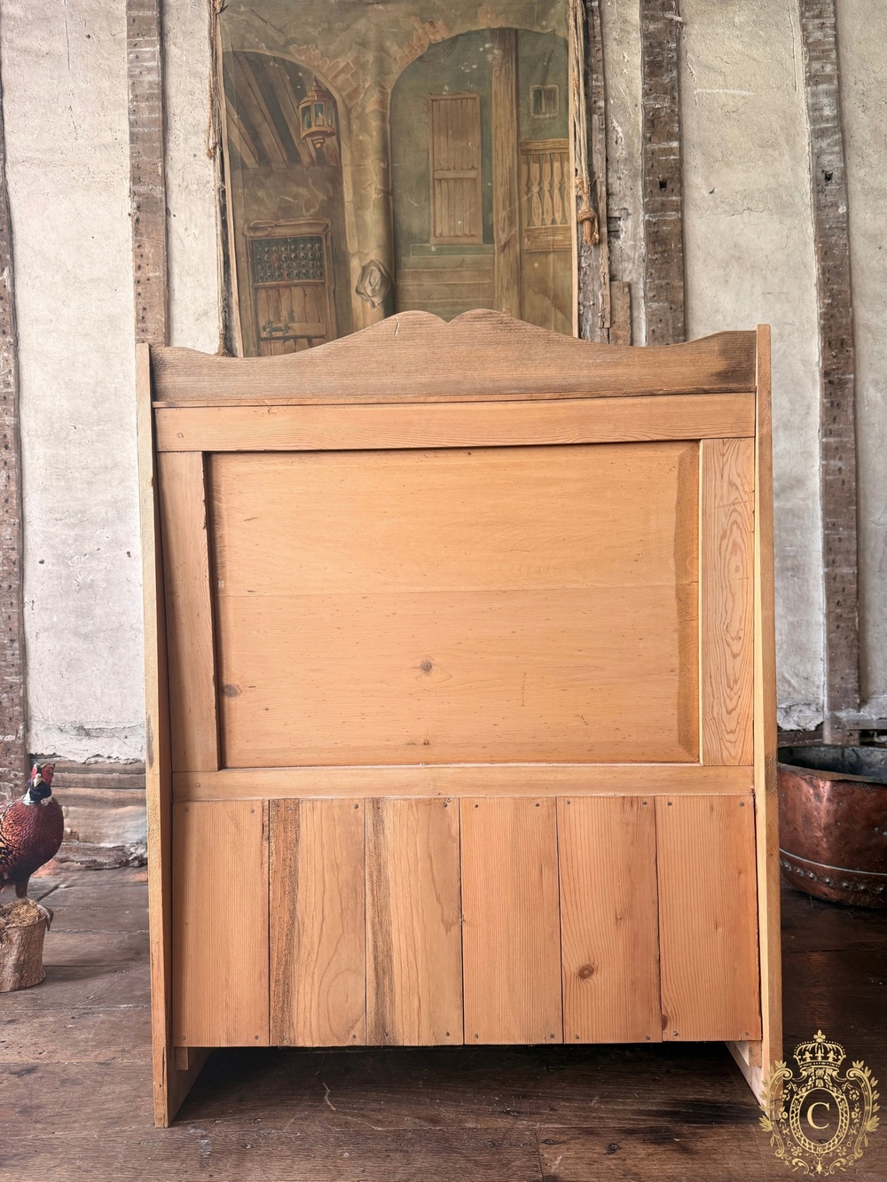 Antique Victorian Pine Hall Settle with Hinged Storage Seat, Circa 1870