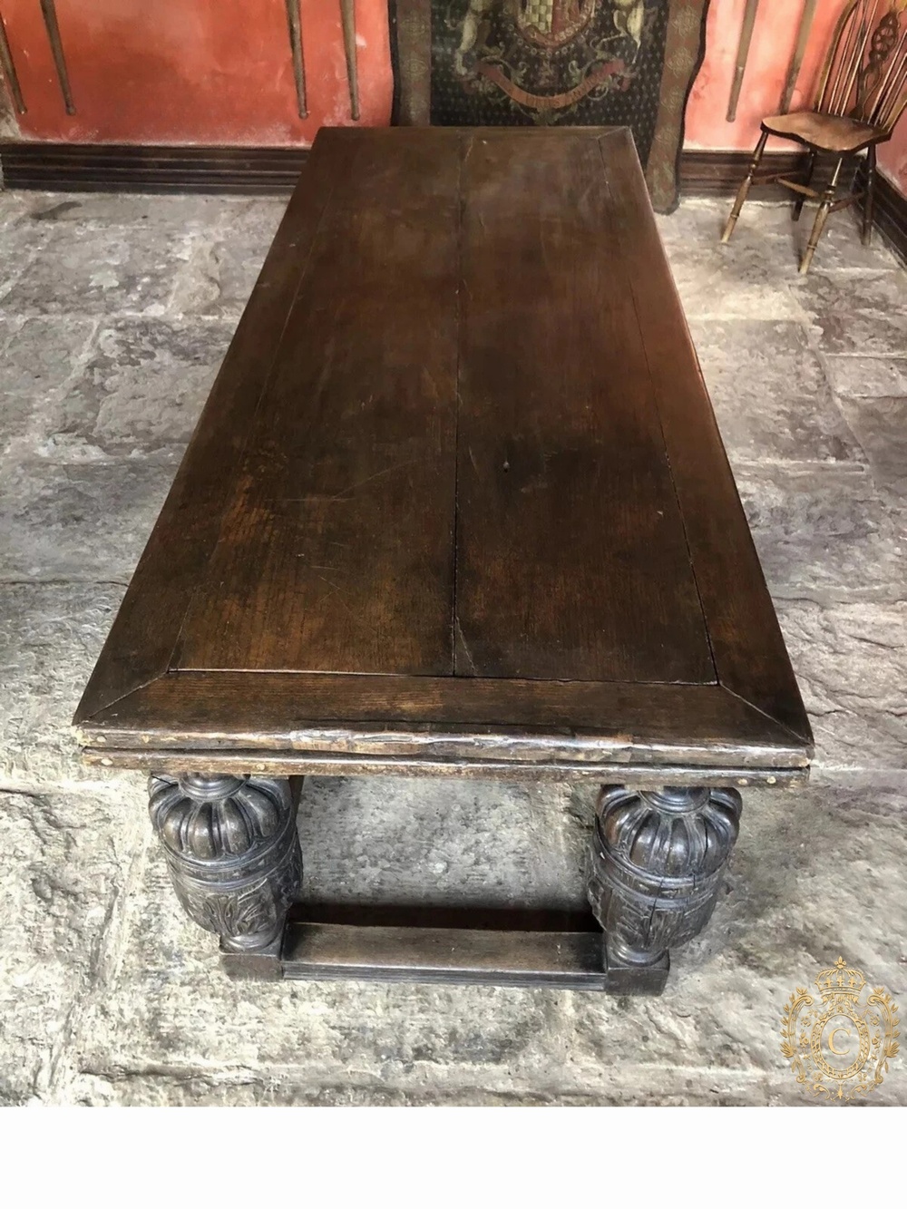 SOLD  !!!    Original Rare English Refectory Antique Kitchen Dining Table C 1680 Over 12 ft!