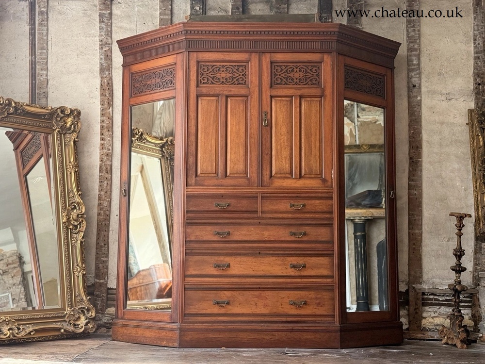 Magnificent Original Rare English Stamped Gillows of Lancaster Wardrobe C 1880