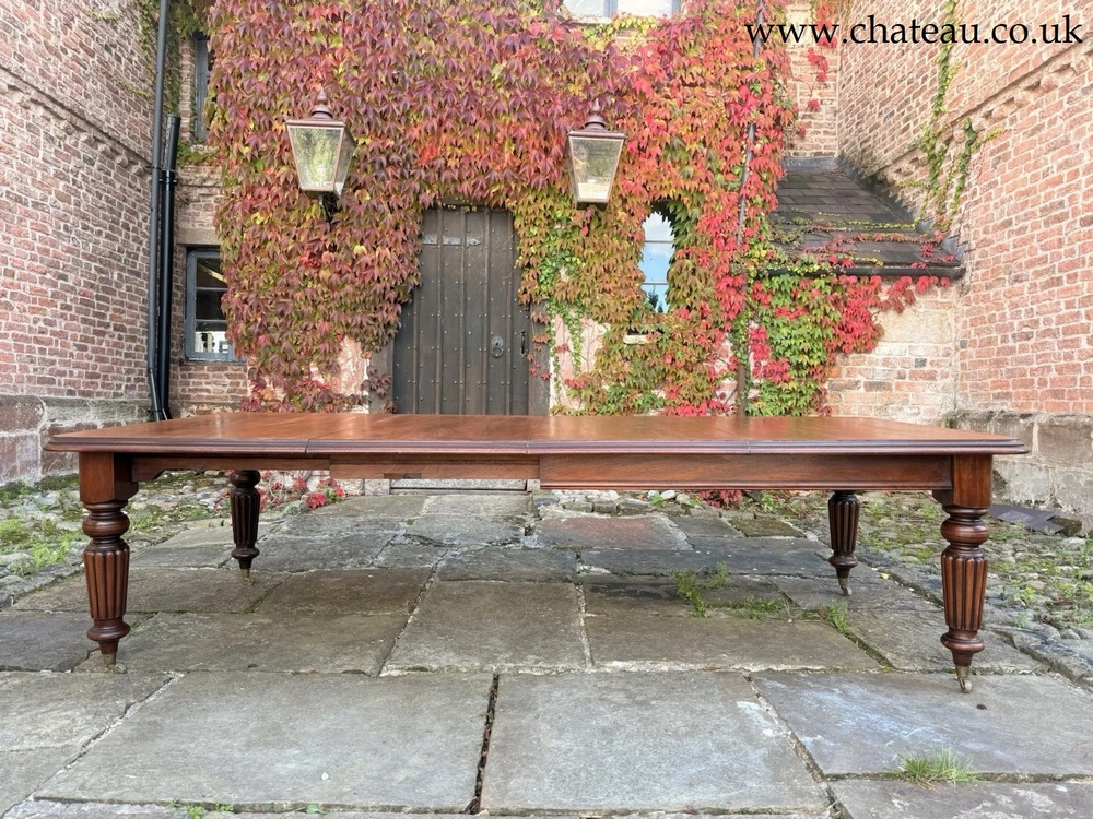 SOLD -  Original English Antique Mahogany Extending Kitchen Dining Table Seats 12