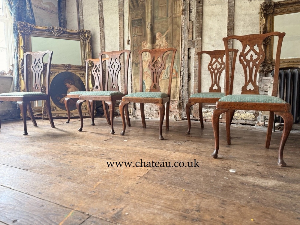 Set of 6 Antique Chippendale Style Drop in seats Dining Chairs Circa 1800's