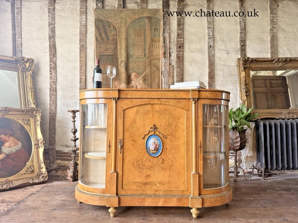 Rare Maple Antique Credenza Louis XVI French Display Porcelain Sideboard Cabinet