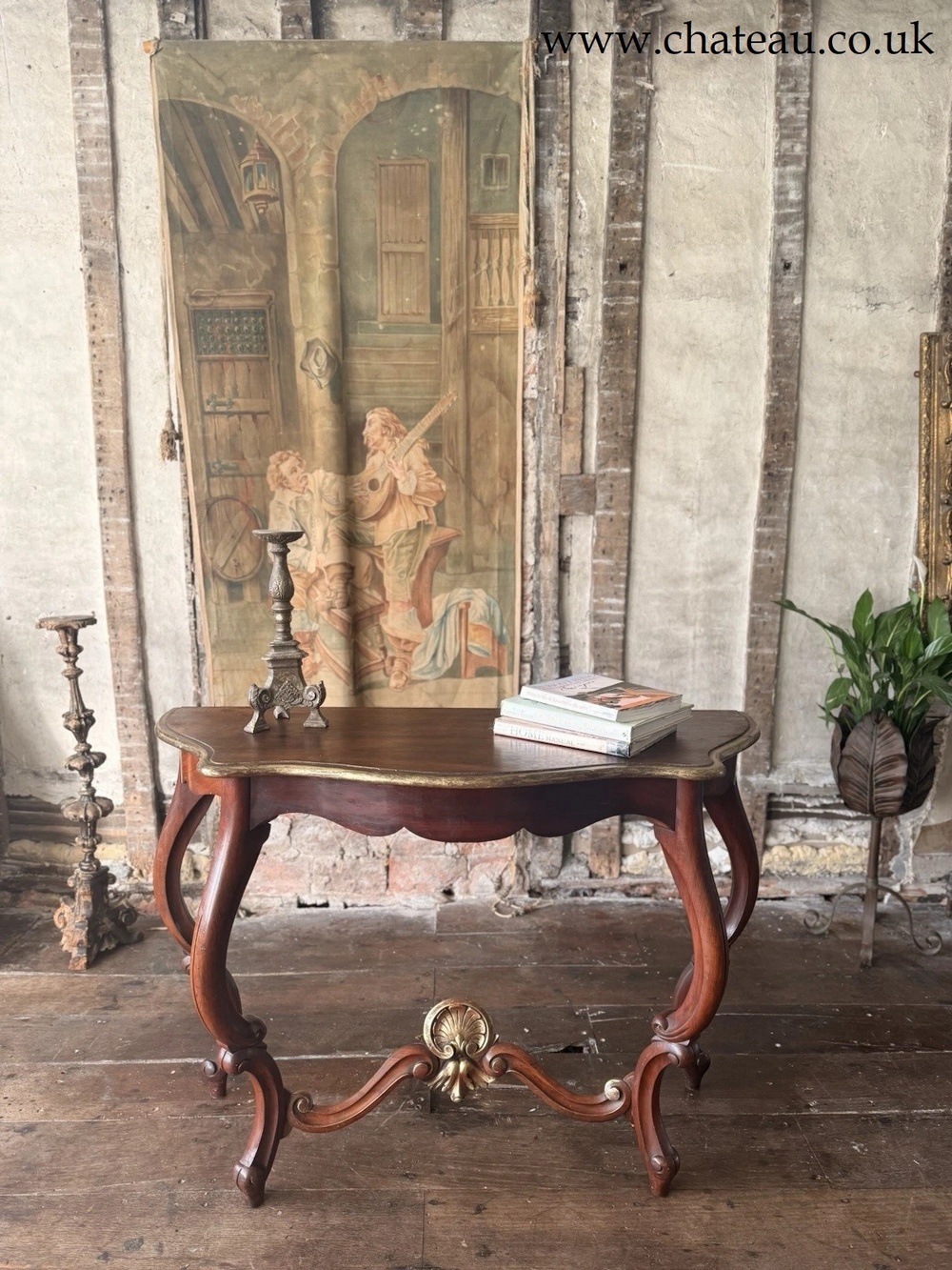 Antique French Mahogany Ornate kissed w/Gold Sideboard Hall Console Table C1880