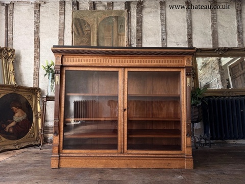 Lamb of Manchester Burr Walnut Antique Display Cabinet Sideboard - Granite Top