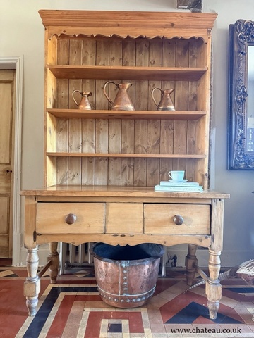English Antique Pine Rustic Farmhouse Primitive Provincial Country Dresser 1860C