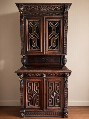 Antique Victorian original coloured lead glass cabinet